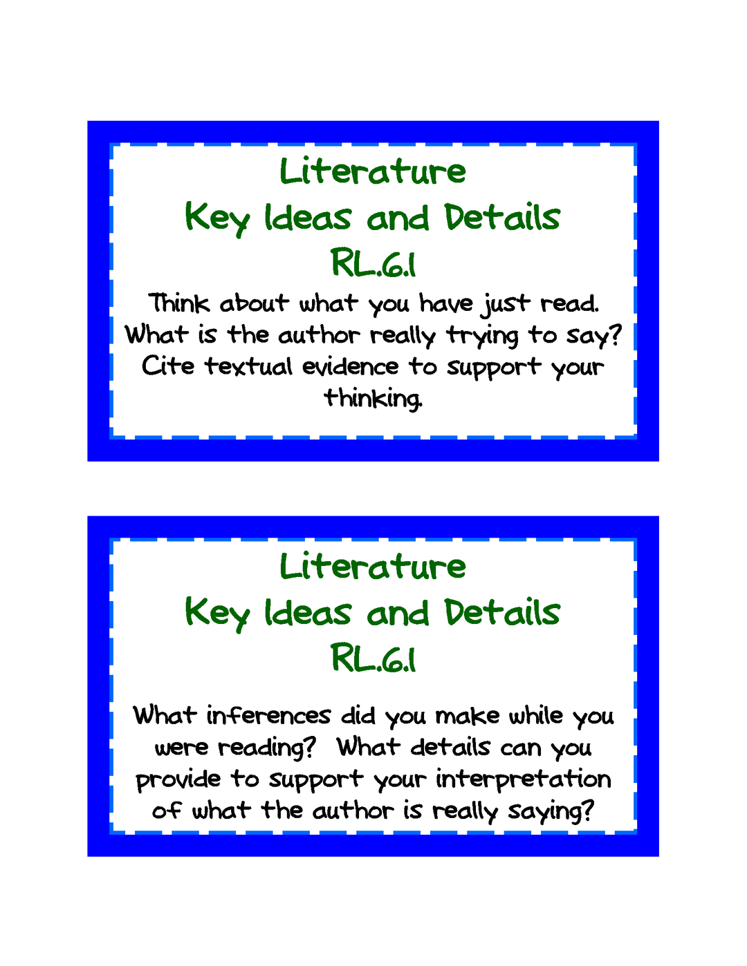 Common Core ELA Task Cards Grades K-6