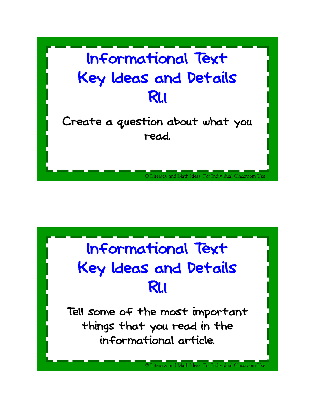 Common Core ELA Task Cards Grades K-6