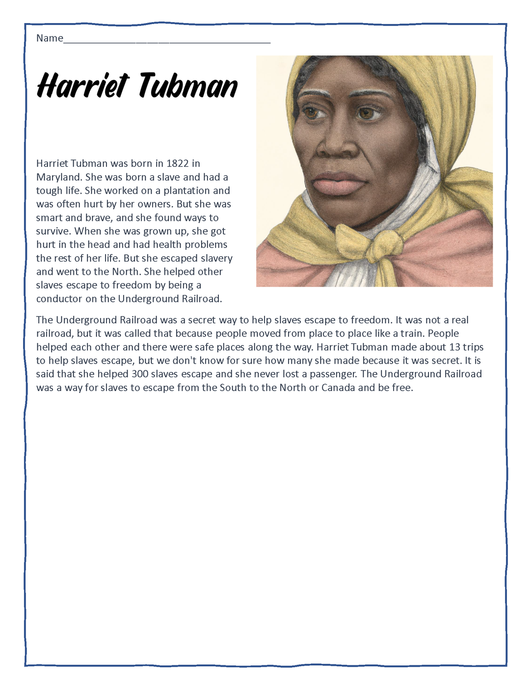 Free (Leveled) Black History Reading Passages and Comprehension Questions