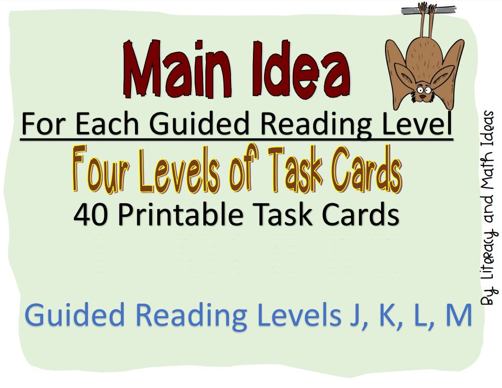 Main Idea Leveled Task Cards - Level J K L M