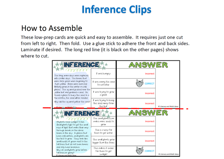 Differentiated (Leveled) Inference Task Cards + Clip Cards and Centers