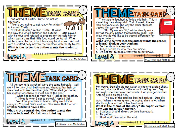 Theme Task Cards + Bonus Video Game