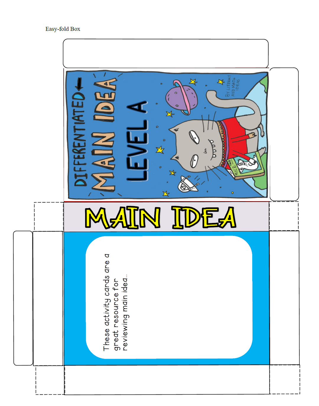 Differentiated (Leveled) Main Idea Clip Task Cards, Centers, & Bonus Worksheets