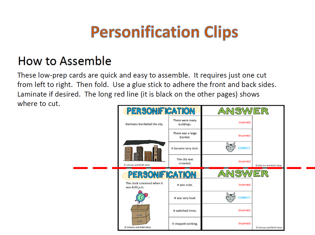 Digital Self-Checking and Printable Personification Games and Activities