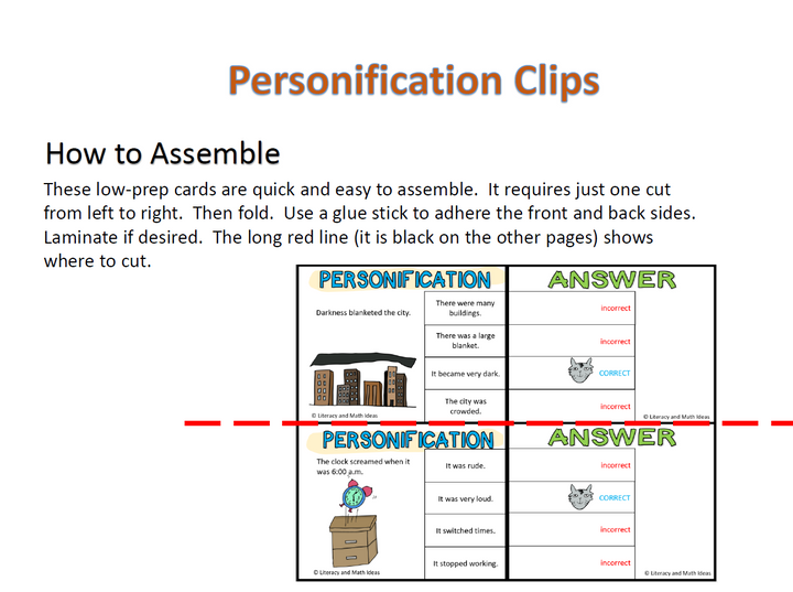Digital Self-Checking and Printable Personification Games and Activities