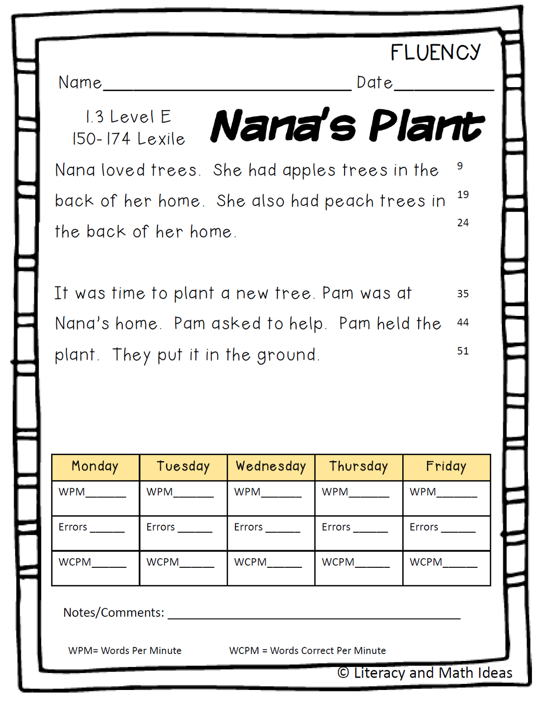 10 Leveled Passages & Fluency-Fiction Guided Reading for Levels E & F