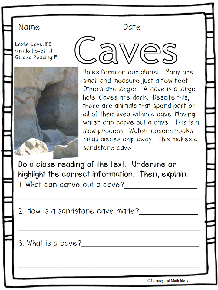 (Earth Science) Leveled Passages Guided Reading Levels F,G,H (Lexiles 175-275)