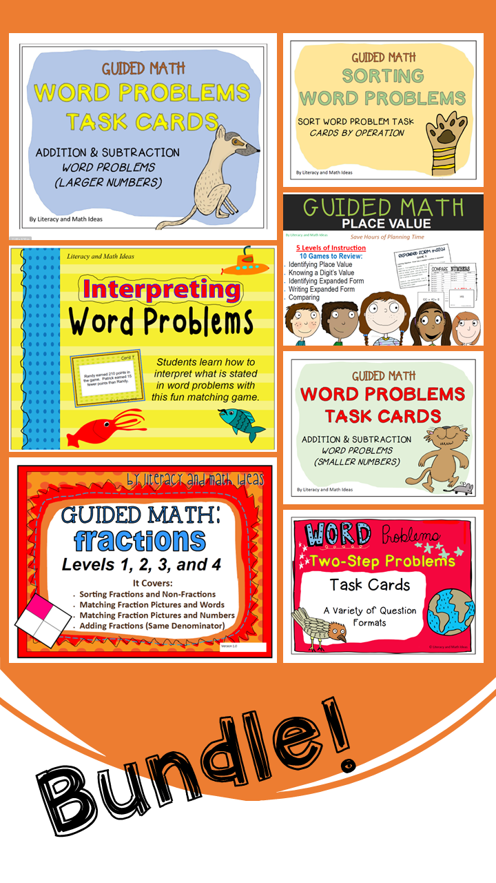 Place Value, Word Problems, and Fractions Bundle (Leveled & Great Intervention)