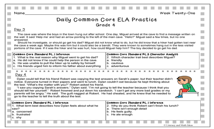 Grade 4 Daily Common Core Reading Practice Weeks 21-25