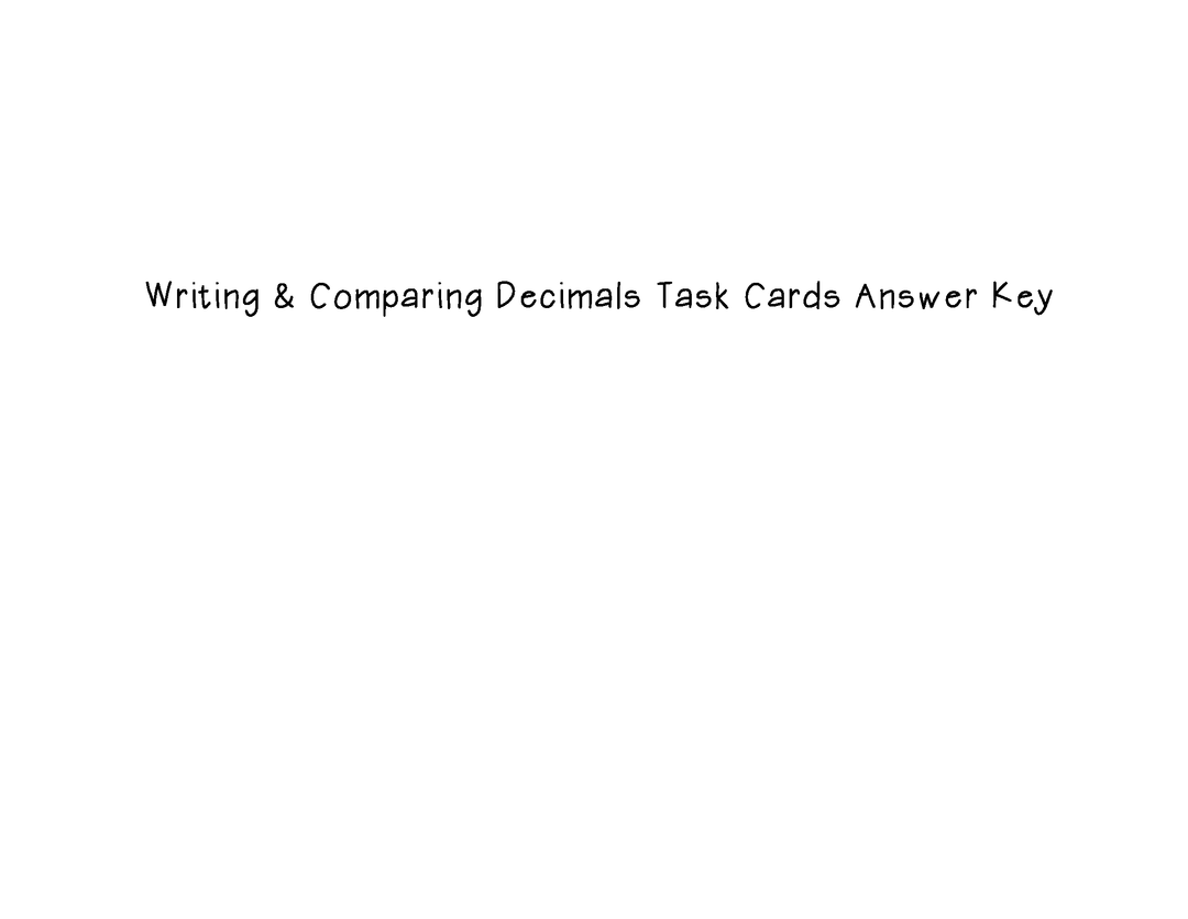 Writing and Comparing Decimals