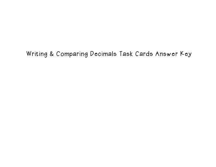 Writing and Comparing Decimals