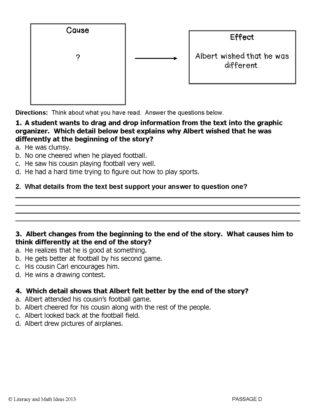 Common Core Grade 5: Inference (Literature) RL.1 Practice