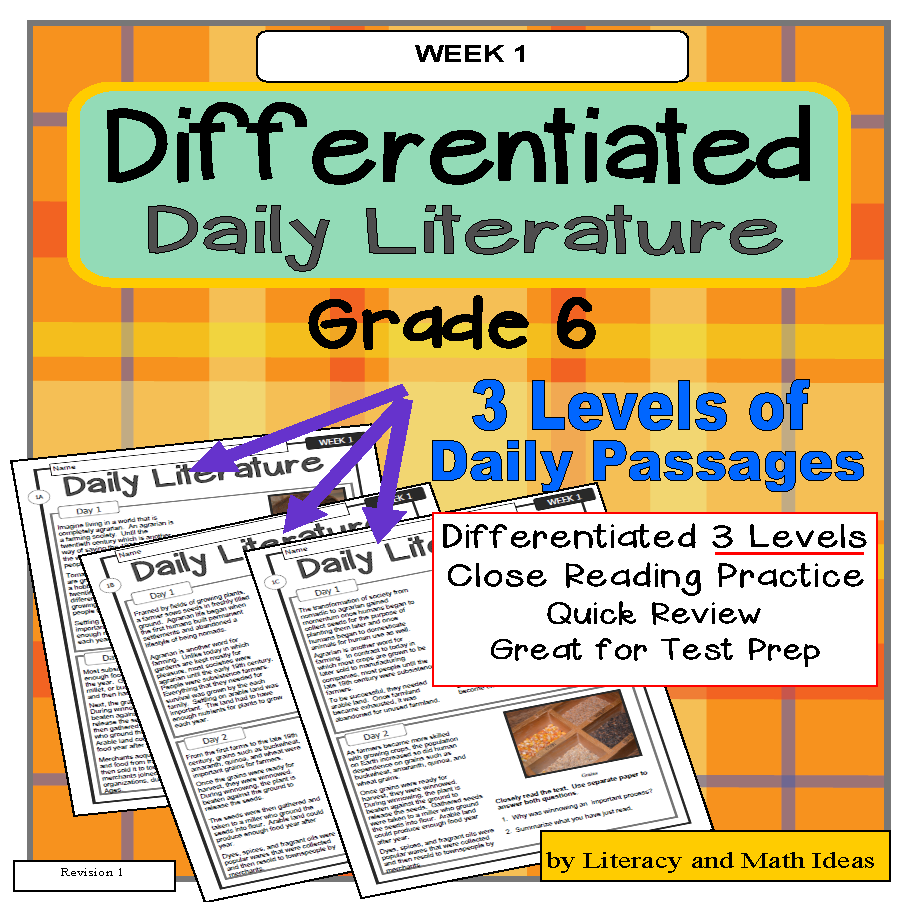 Differentiated Daily Literature Practice Grade 6 (Week 1)