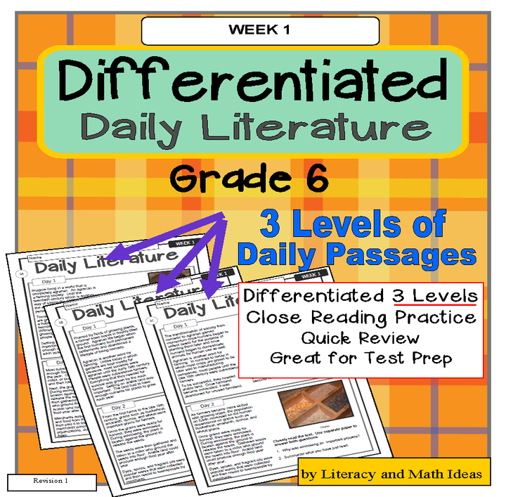 Differentiated Daily Literature Practice Grade 6 (Week 1)