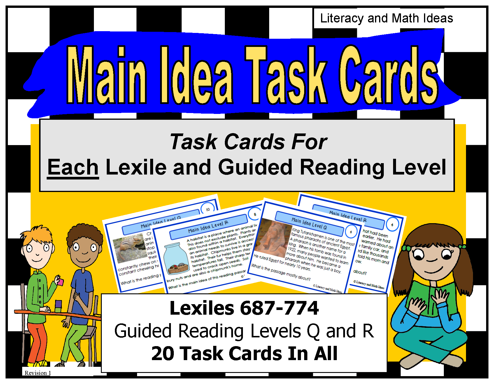 Main Idea Task Cards (Decodable and Leveled) Guided Reading (Levels Q ...