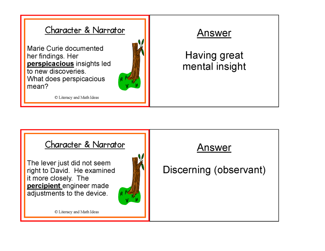 AP English, SAT Reading, English Literature: Character Traits Review Cards