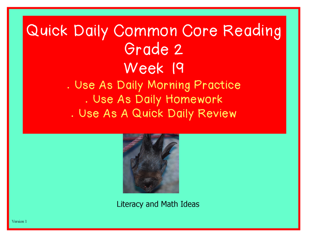 Grade 2 Daily Common Core Reading Practice Week 19