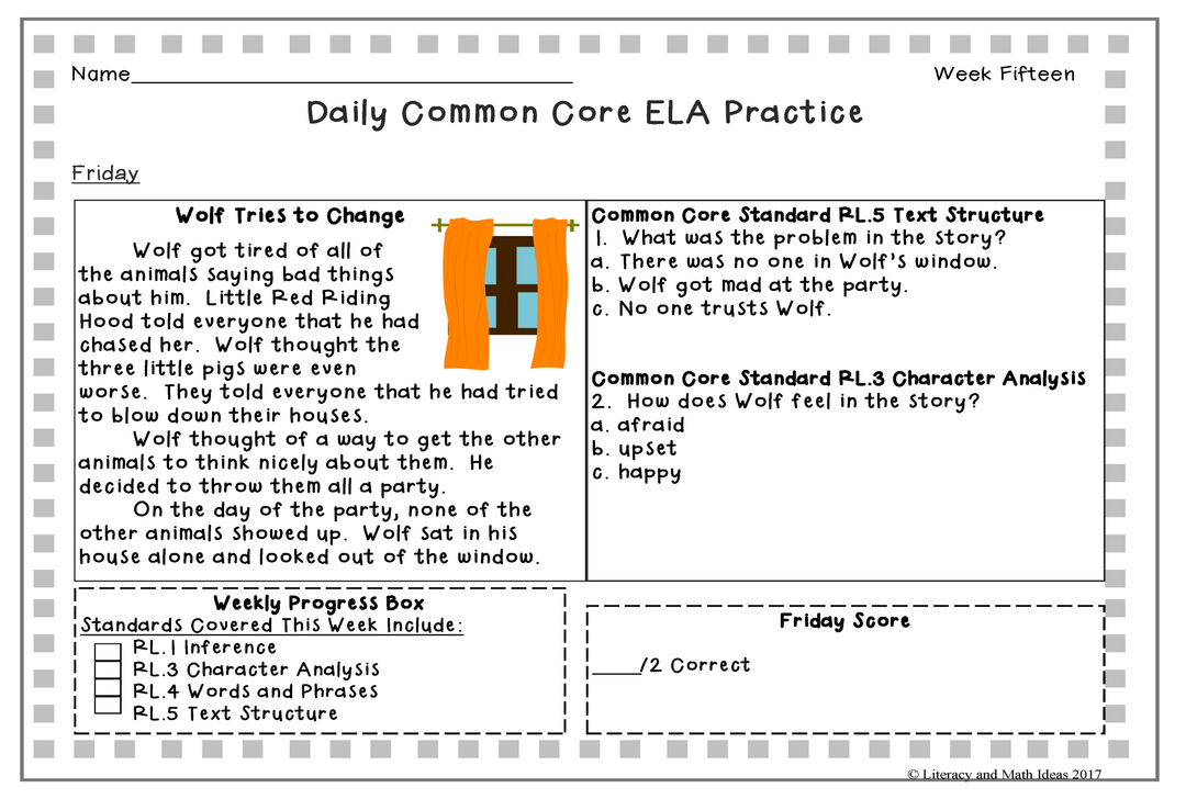Grade 2 Daily Common Core Reading Practice Weeks 11-15