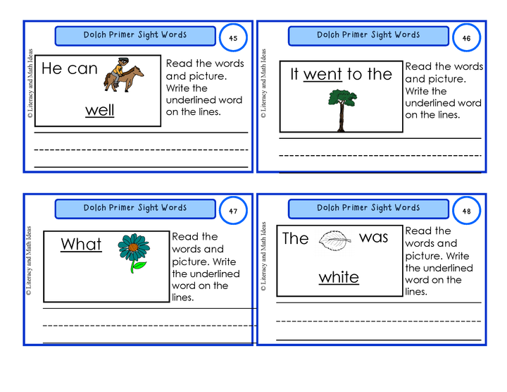 Sight Word Task Cards (Primer Level)