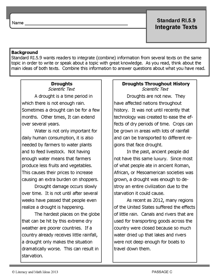 Common Core Grade 5: Integrate Texts RI.5.9 Practice