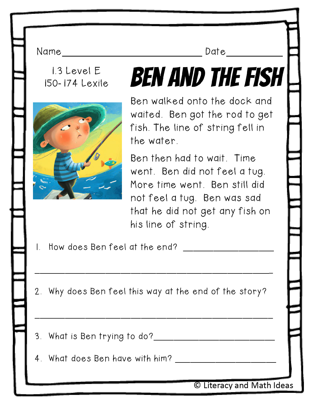 10 Leveled Passages & Fluency-Fiction Guided Reading for Levels E & F