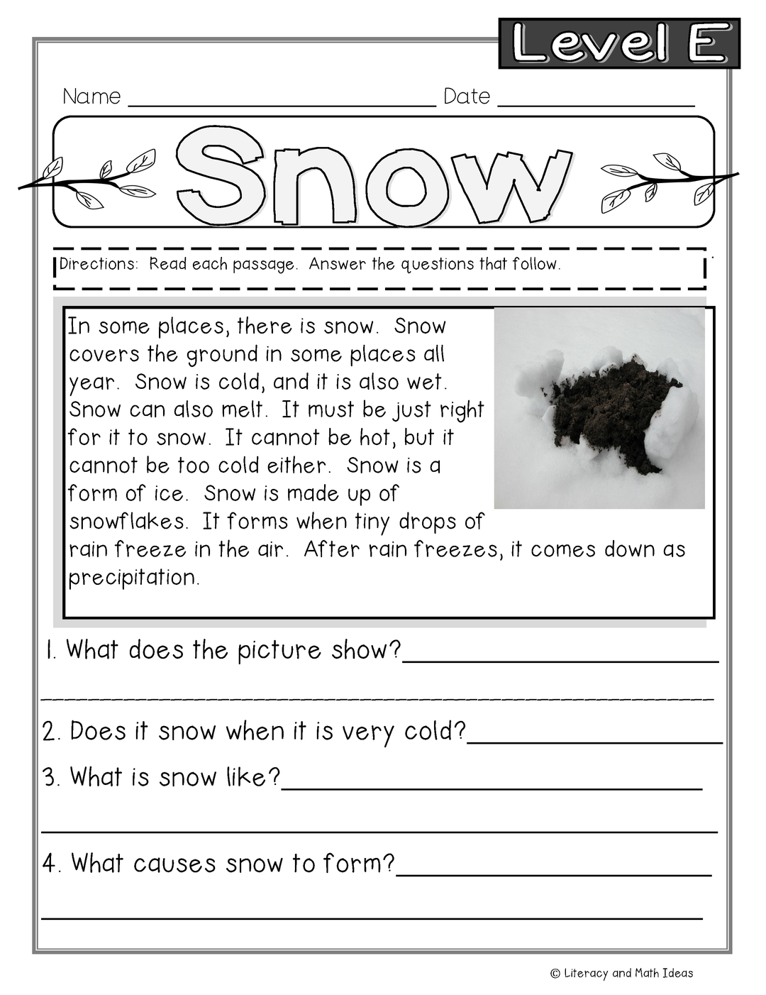 Guided Reading Nonfiction Passages Level E