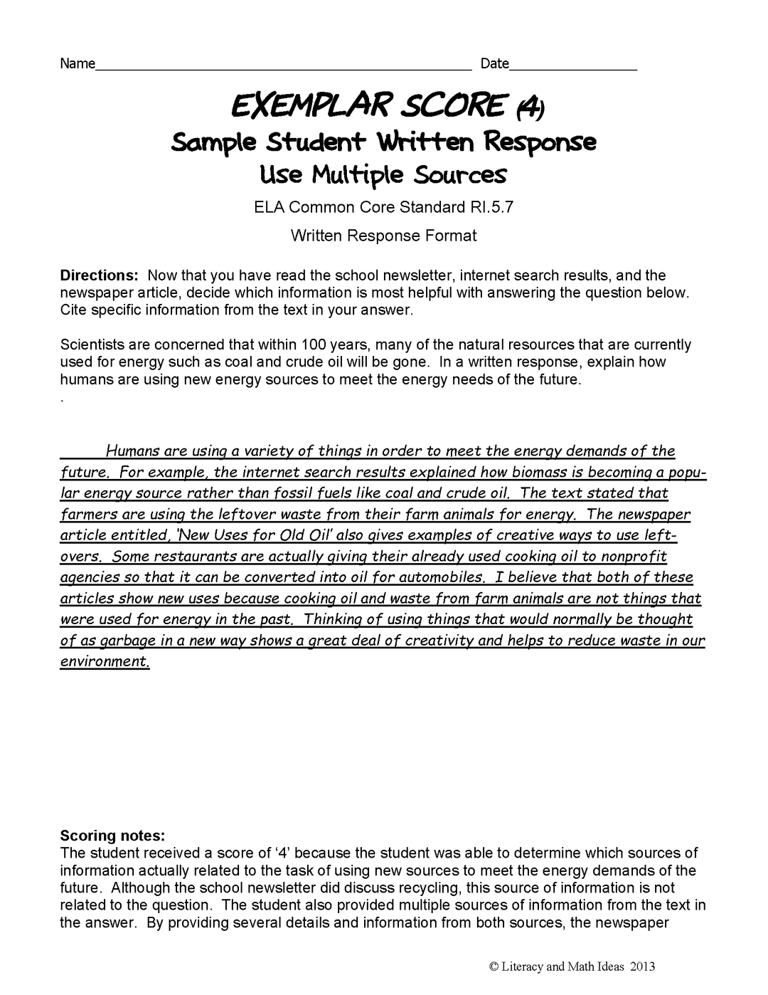 Point of View Grade 5 Common Core RL.5.6 and RI.5.6