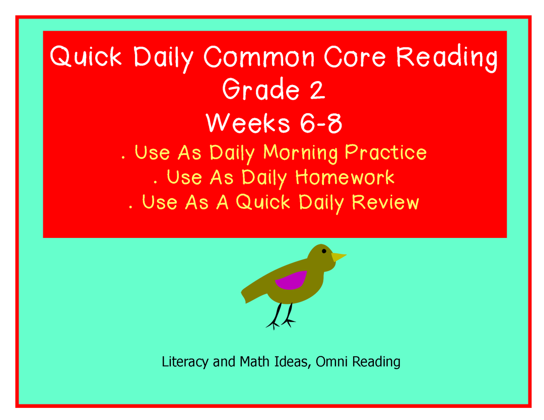 Grade 2 Daily Common Core Reading Practice Weeks 6-8