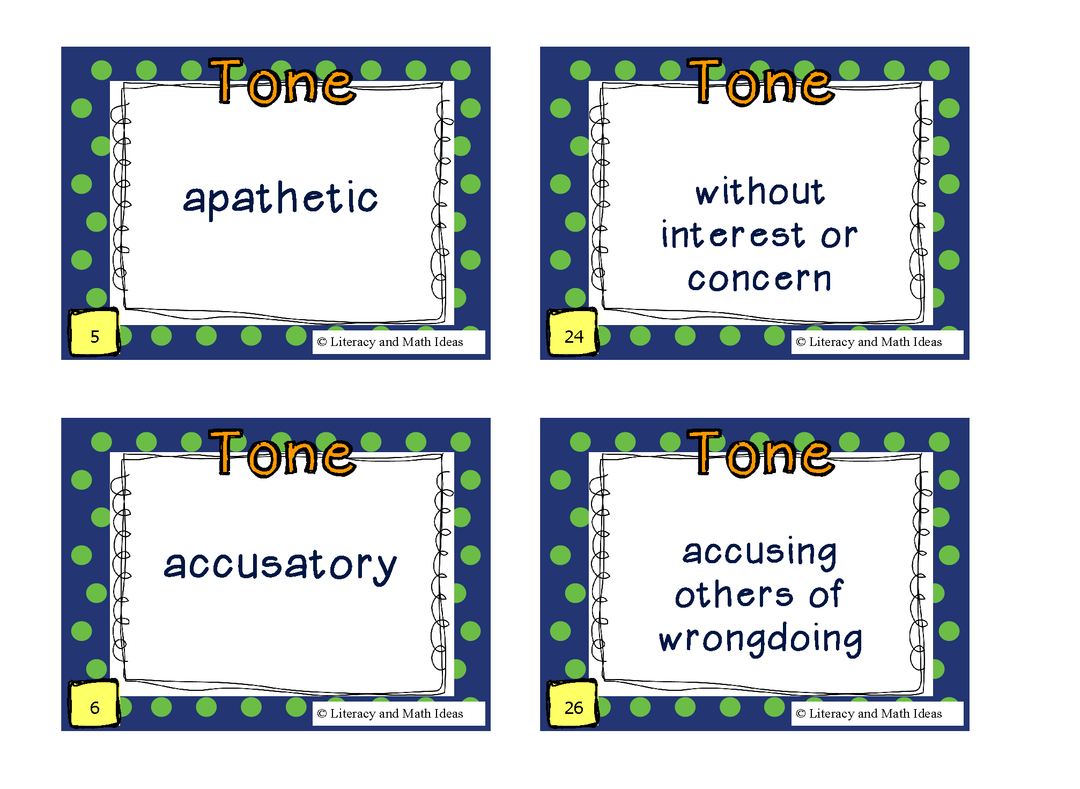 Tone of a Reading Passage Game Cards