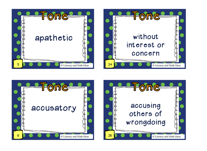 Tone of a Reading Passage Game Cards