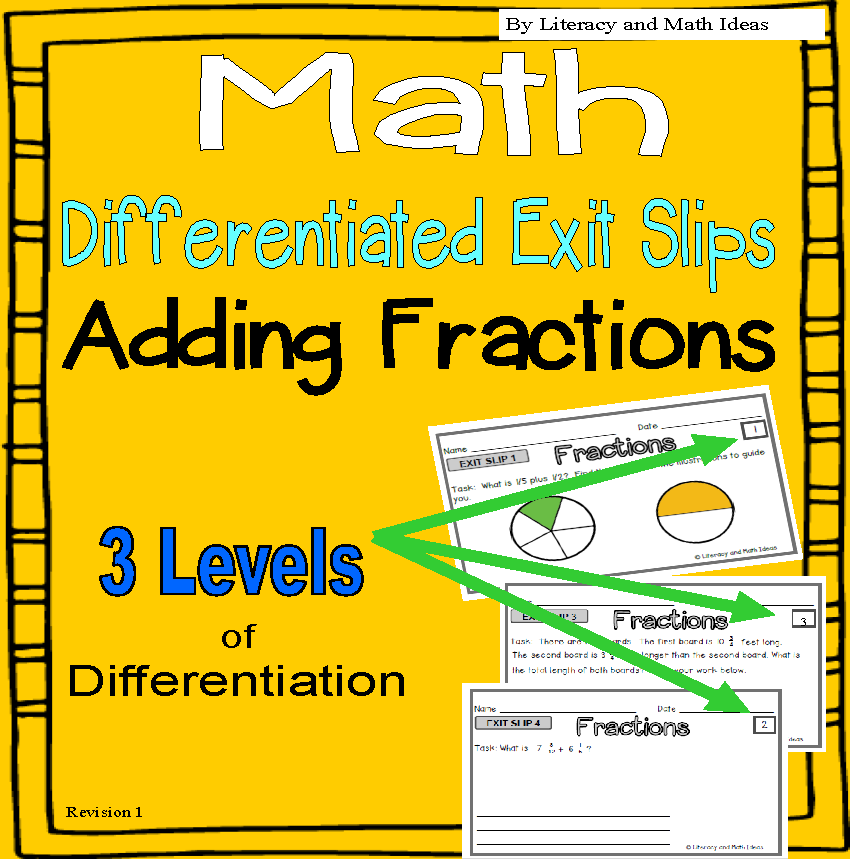 Adding Fractions: Differentiated Exit Slips {3 Levels of Instruction}