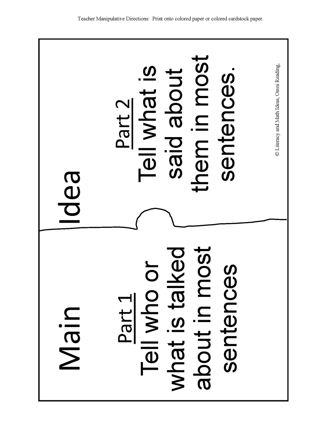 Hands-On Main Idea: Comprehension Manipulatives and Teaching Ideas
