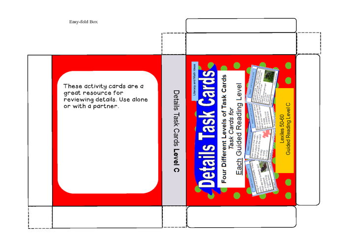Details Task Cards Lexile/Guided Reading Levels 0-149 (Levels A,B,C,D)