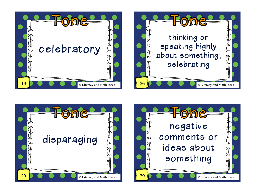 Tone of a Reading Passage Game Cards