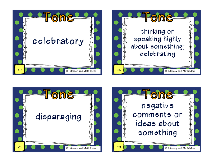 Tone of a Reading Passage Game Cards