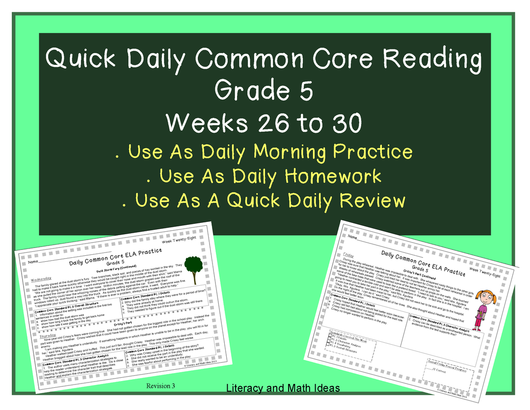 Grade 5 Daily Common Core Reading Practice Weeks 26-30