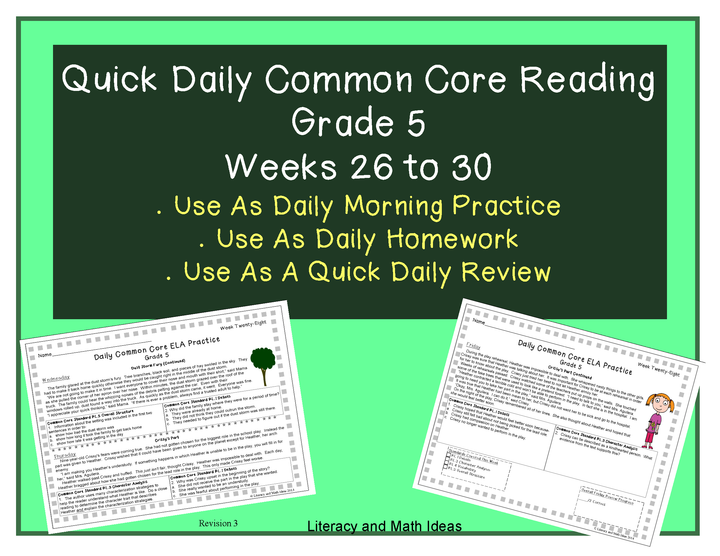 Grade 5 Daily Common Core Reading Practice Weeks 26-30