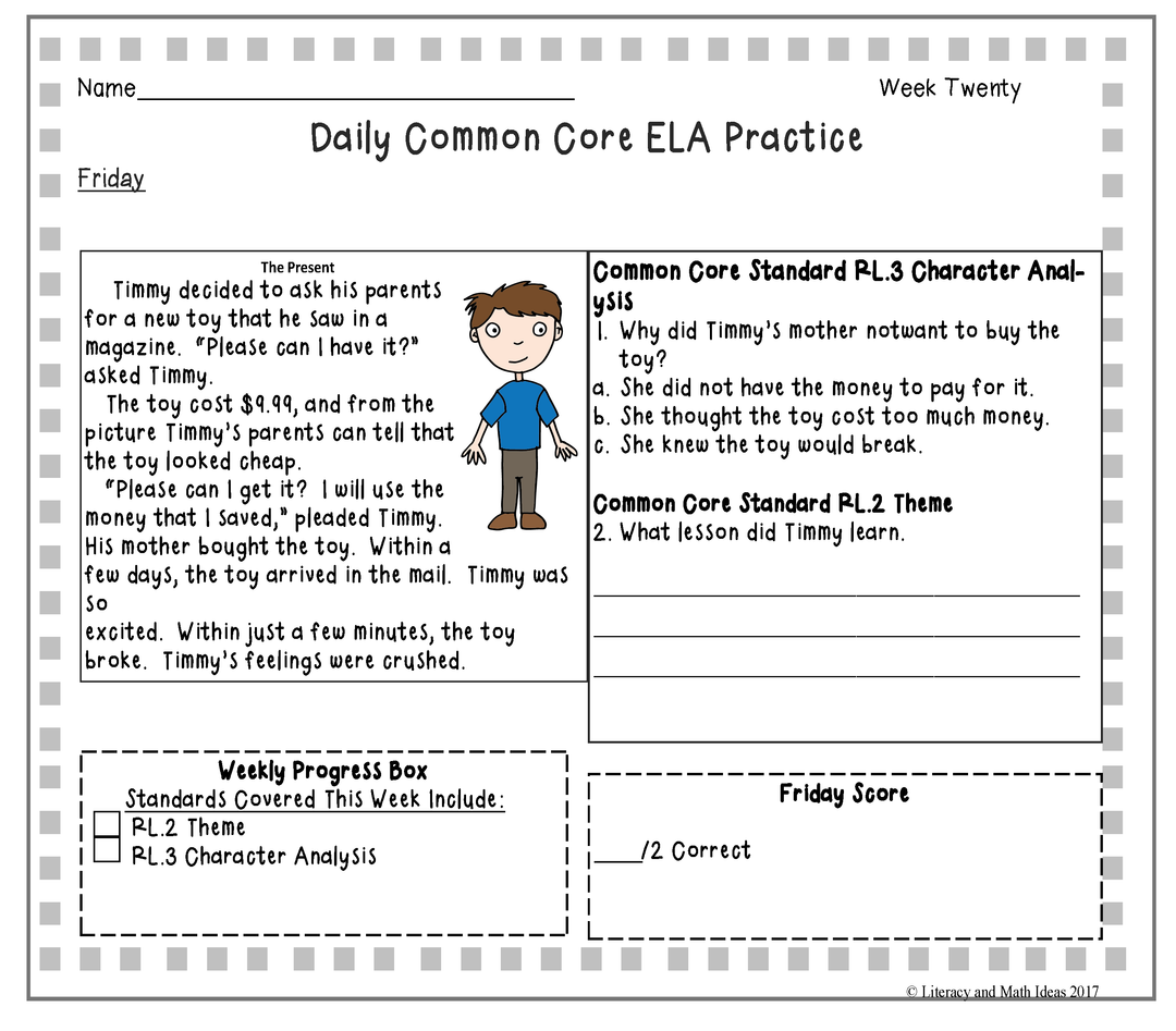 Grade 2 Daily Common Core Reading Practice Weeks 16-20