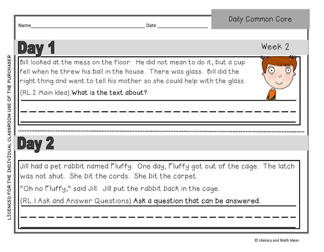 Daily Common Core Grade 1 (Weeks 1-5)