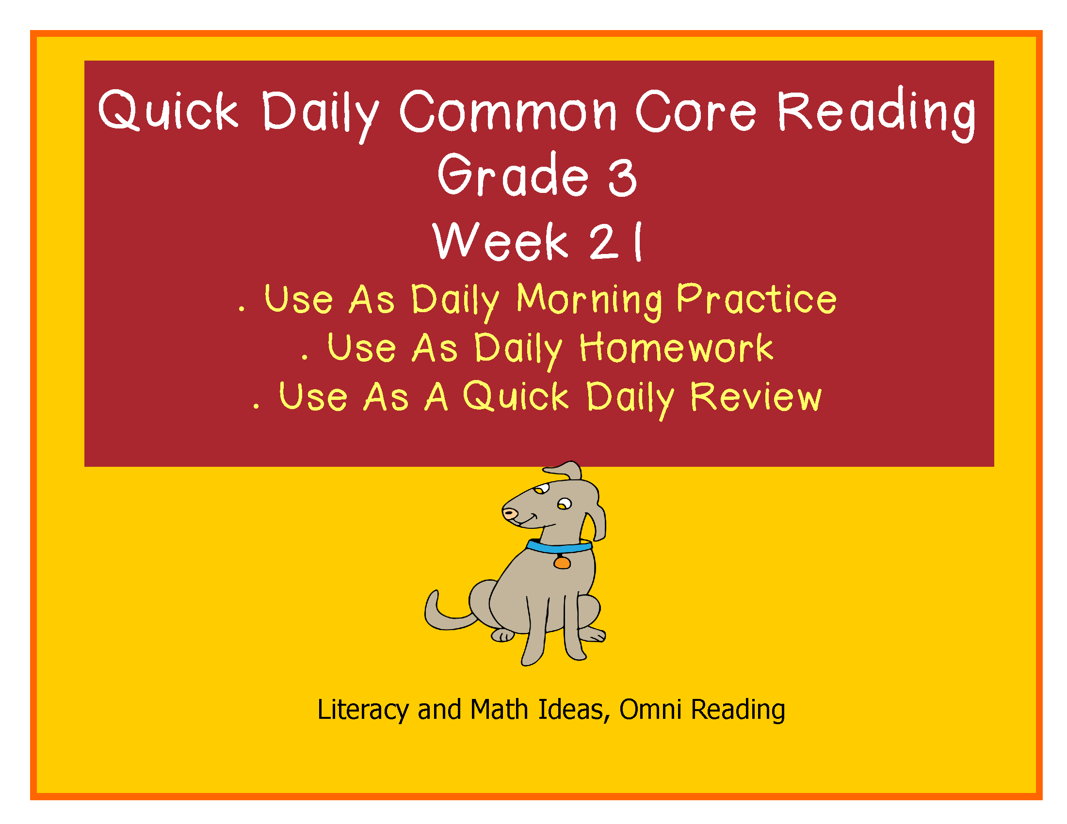 Grade 3 Daily Common Core Reading Practice Week 21 – Literacy and Math ...