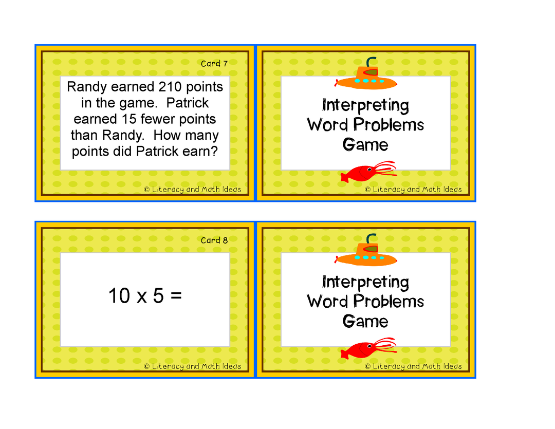 Interpreting Word Problems Game
