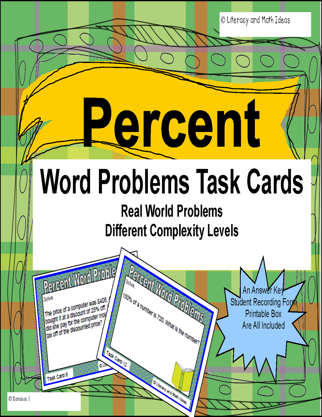 Percent Word Problems Task Cards