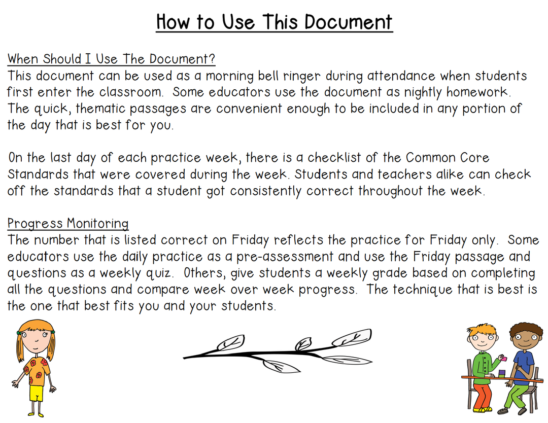 Grade 5 Daily Common Core Reading Practice Weeks 1-20