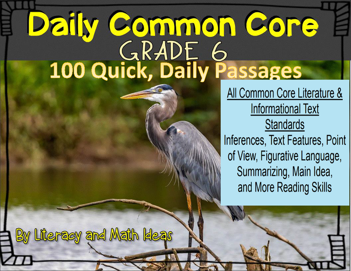 Grade 6 Daily Common Core Reading Practice Weeks 1-20