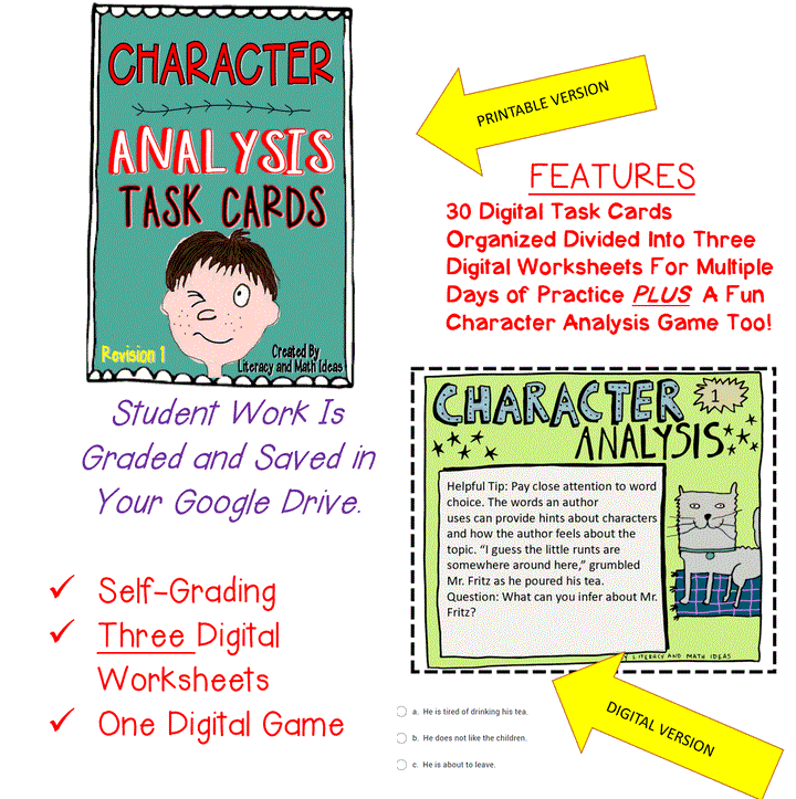 Differentiated Character Analysis Task Cards