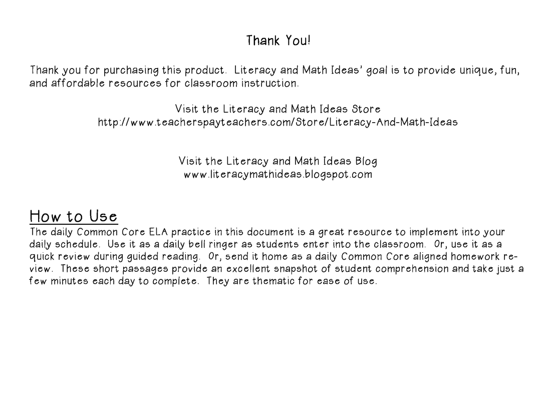 Grade 6 Daily Common Core Reading Practice Weeks 1-20