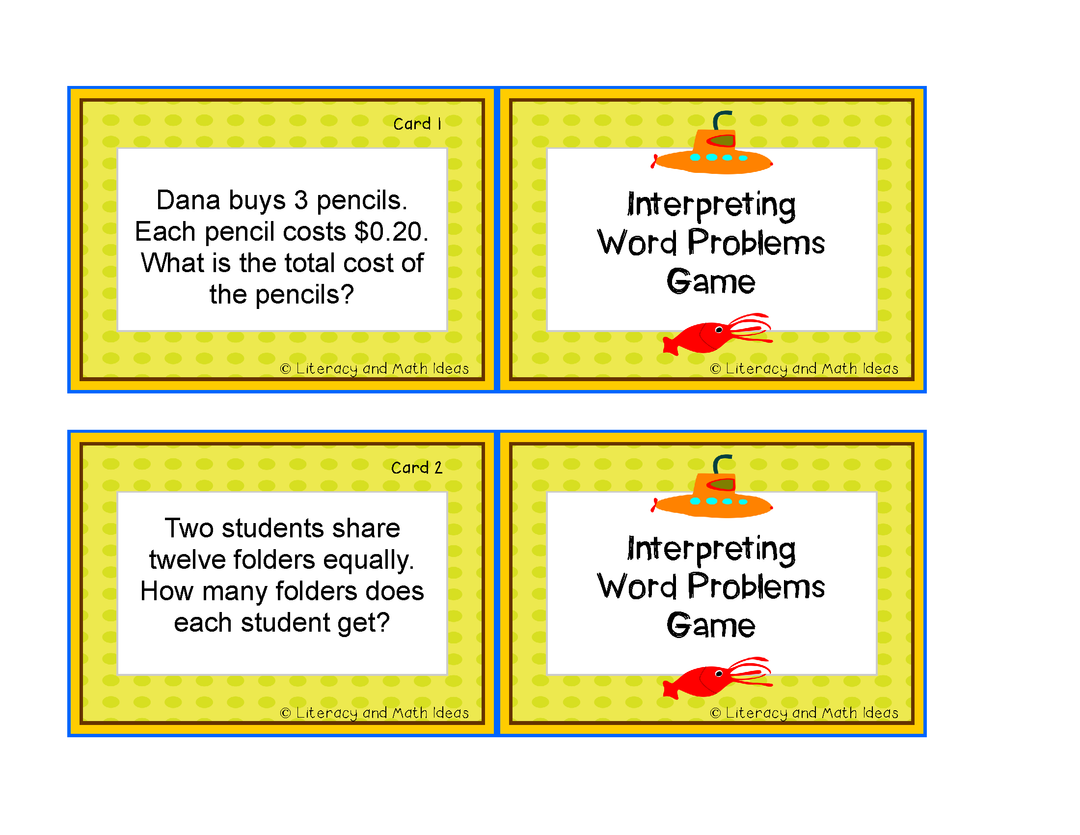 Interpreting Word Problems Game