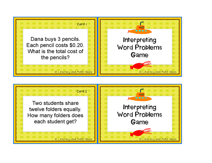 Interpreting Word Problems Game