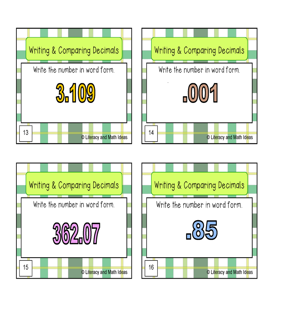 Writing and Comparing Decimals