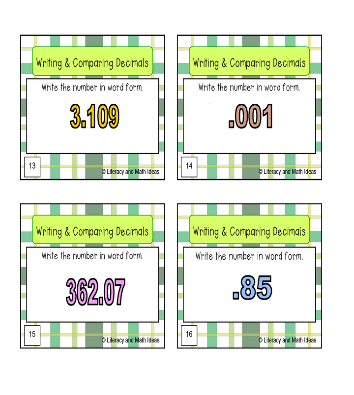 Writing and Comparing Decimals